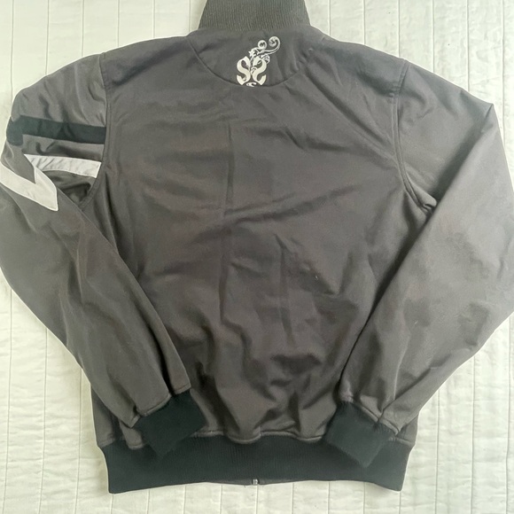 Y2K O’Neill Taupe Track Jacket Zip-Up Striped Logo Size S 2000s - Picture 9 of 12